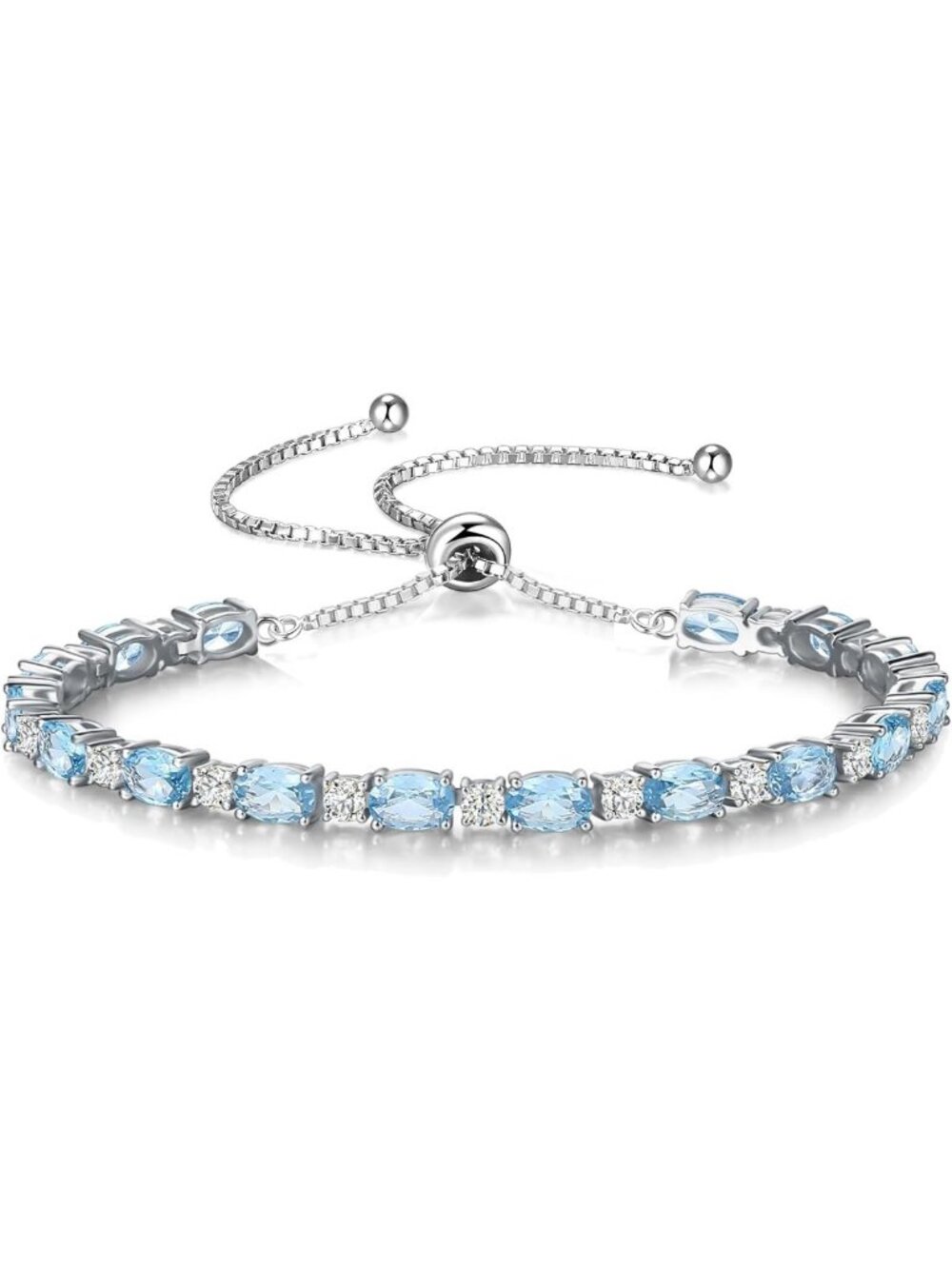 Adjustable Sterling Silver Plated Birthstone Bracelet for Women - Perfect